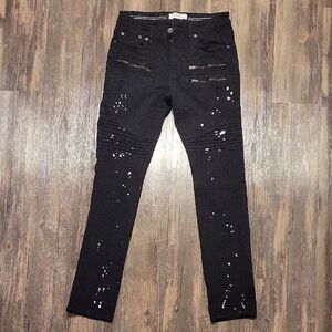 White Tag  Black Skinny  Jeans with White Splatter
